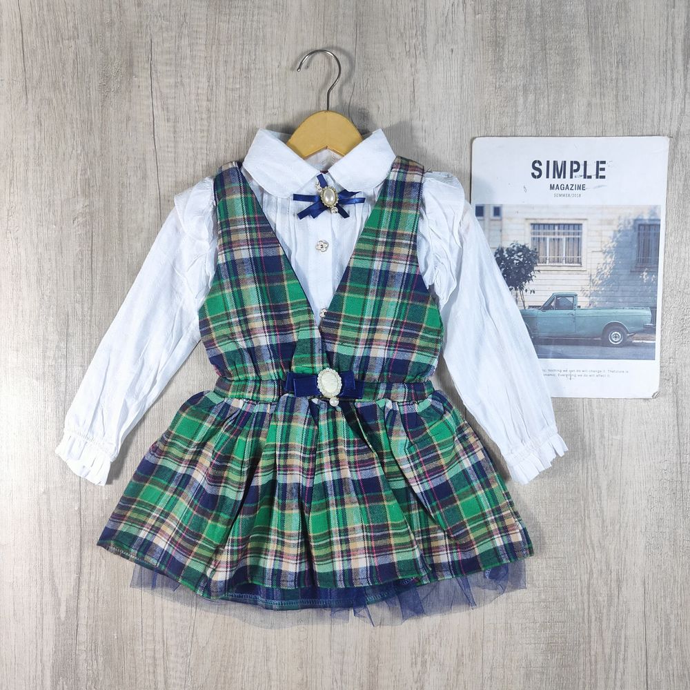 Dress Girls Netherlands Stylized Plaid Pin