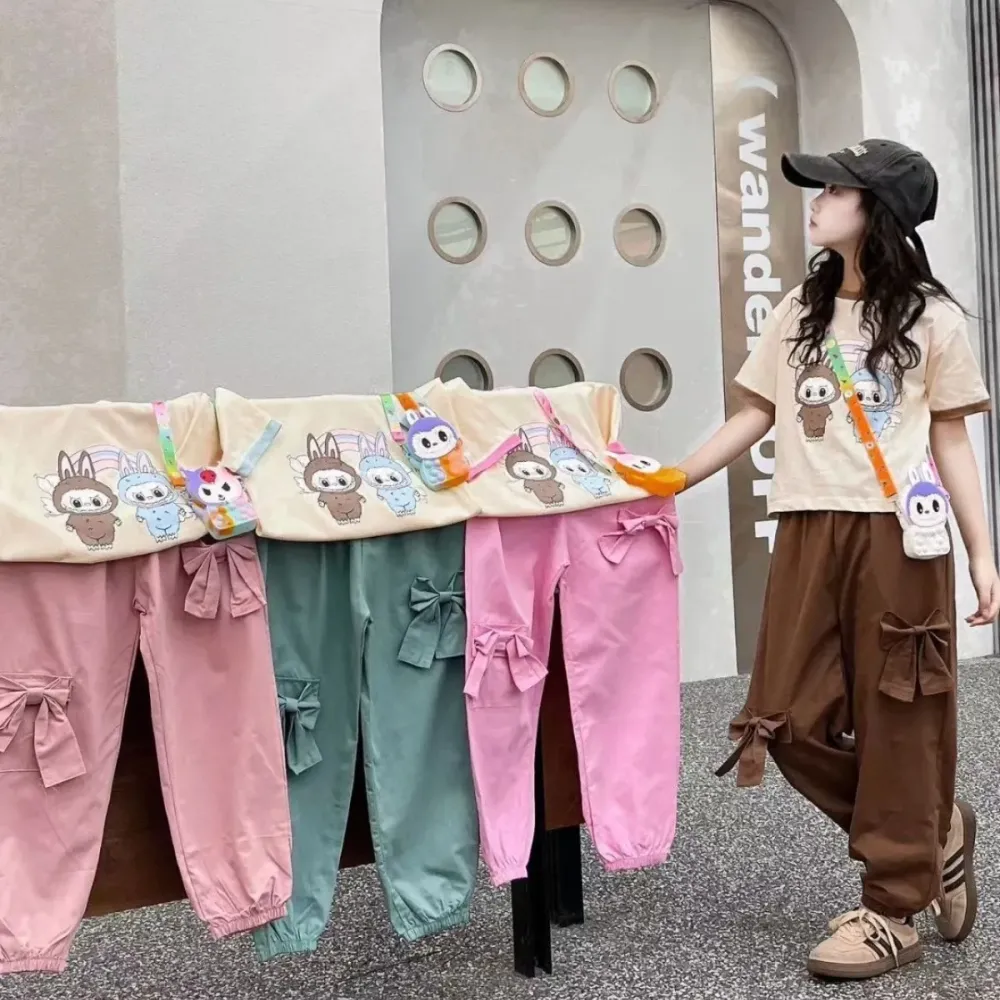 Set Girl Labubu Pocket Plaid