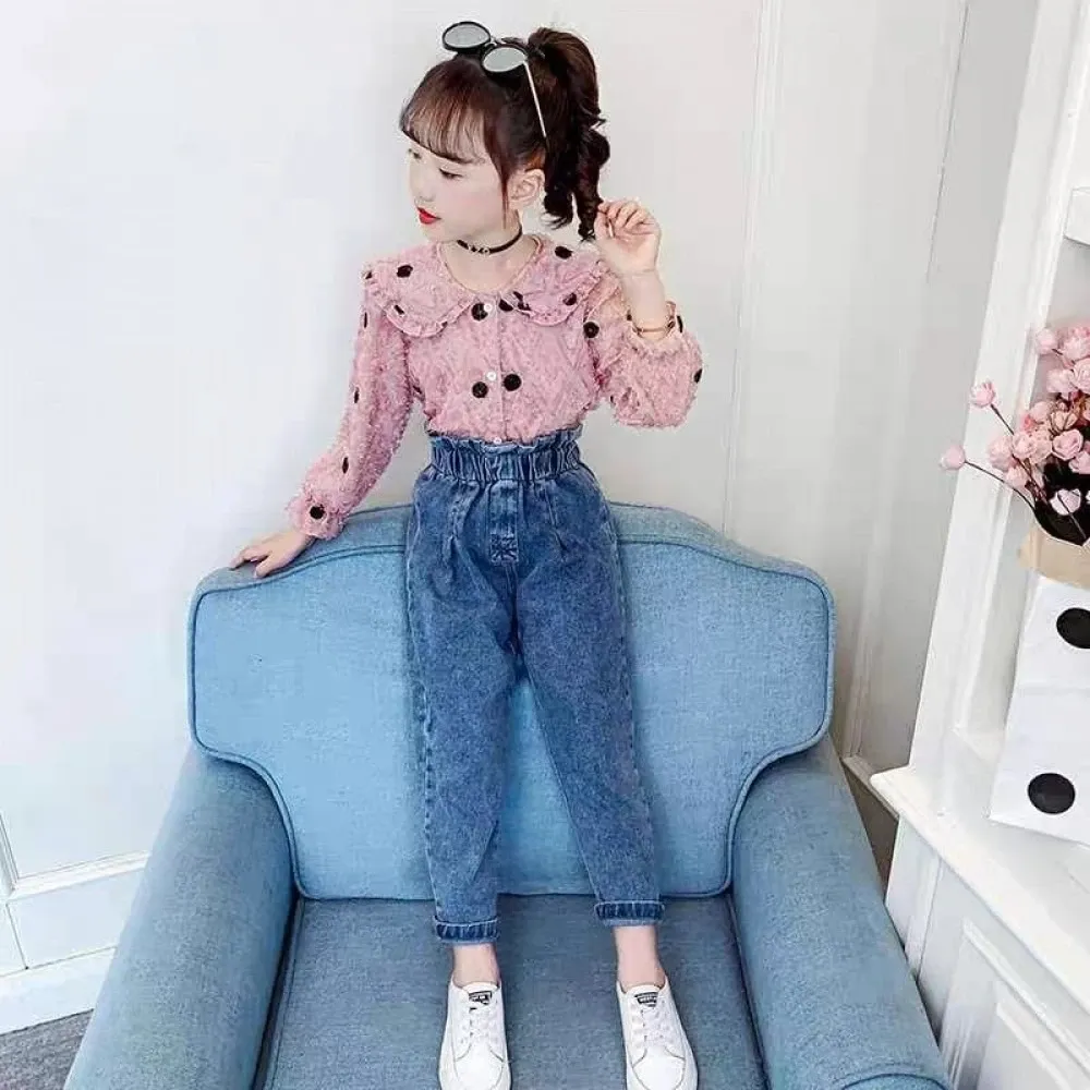 Set Girls Polka Dotty Pompom Long