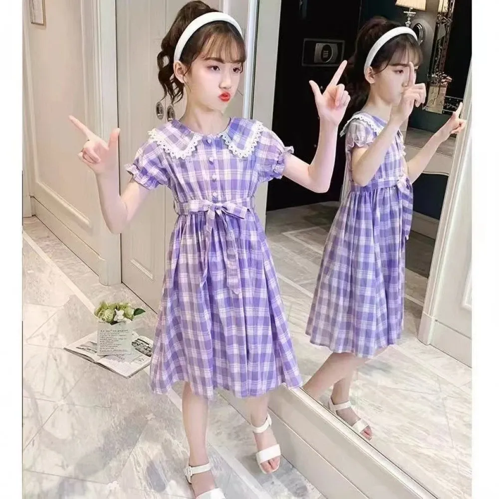 Dress Girls Stylish Square Check