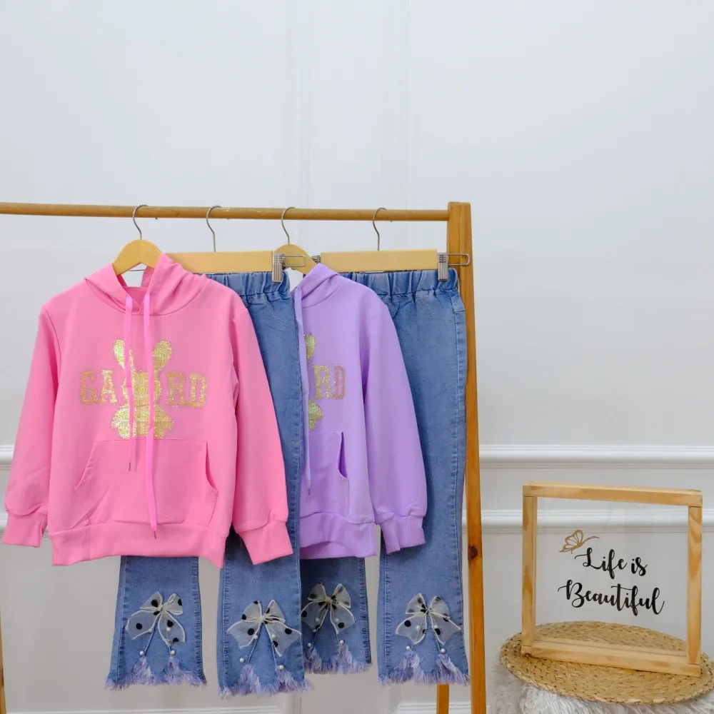Set Girls Hoodie Bunny Word Print