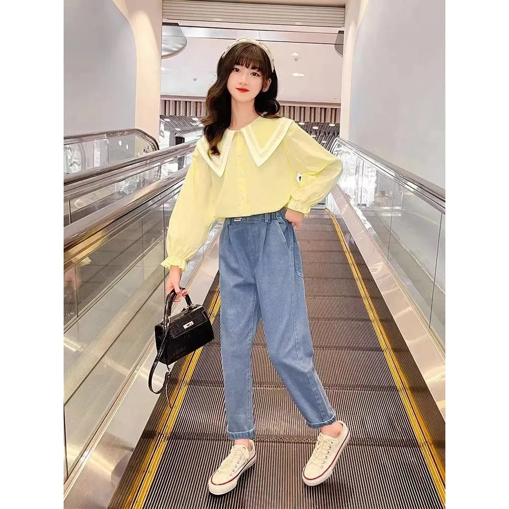 Set Girls Ruffle Long Denim