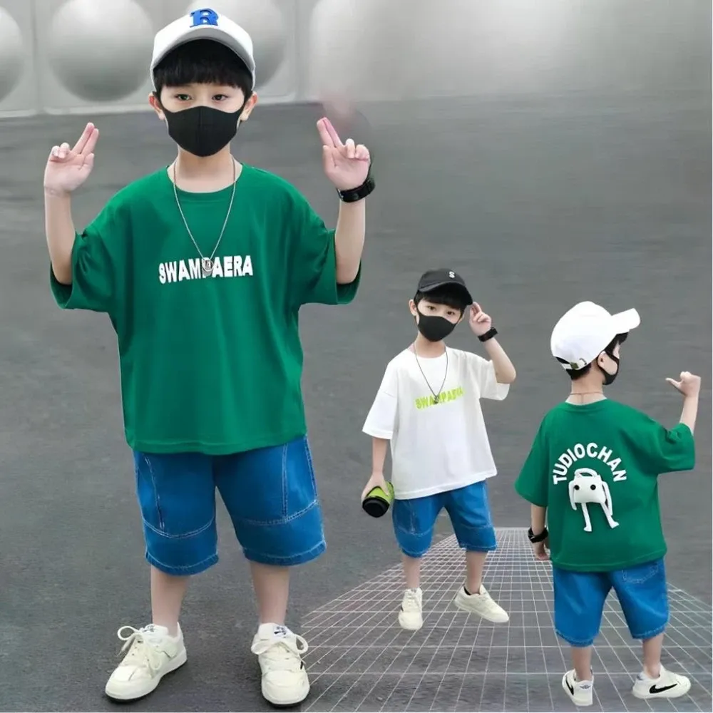 Set Boys Doll Text Print Casual