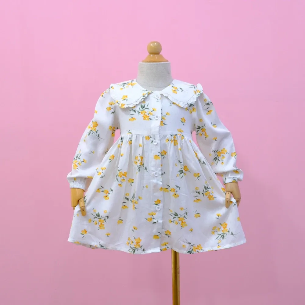 Dress Girls Marigold Floral Vintage Style