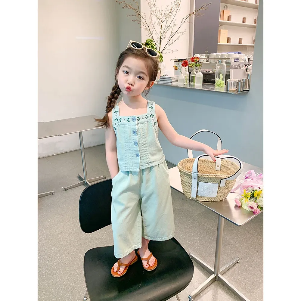 Set Girl Fashionable Short Sleeve Dan Trousers