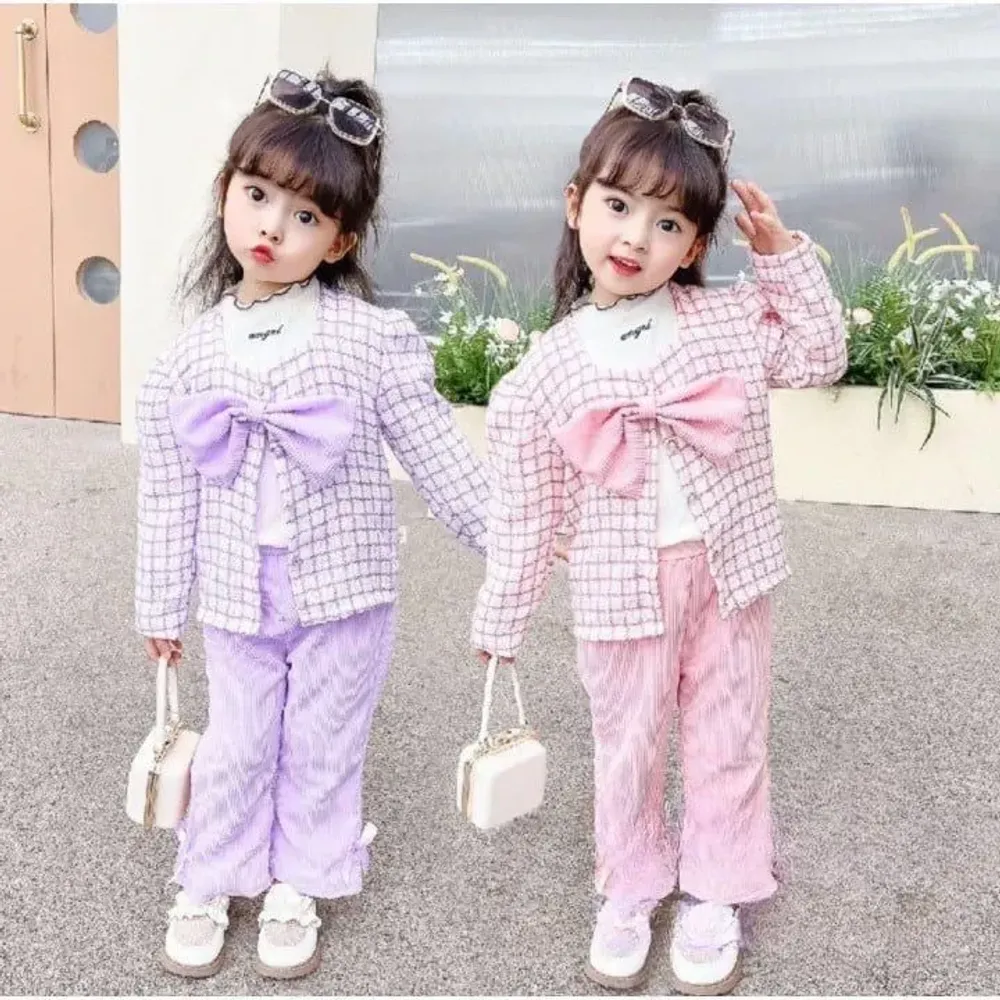 Setelan Tartan Pretty Ribbon Style