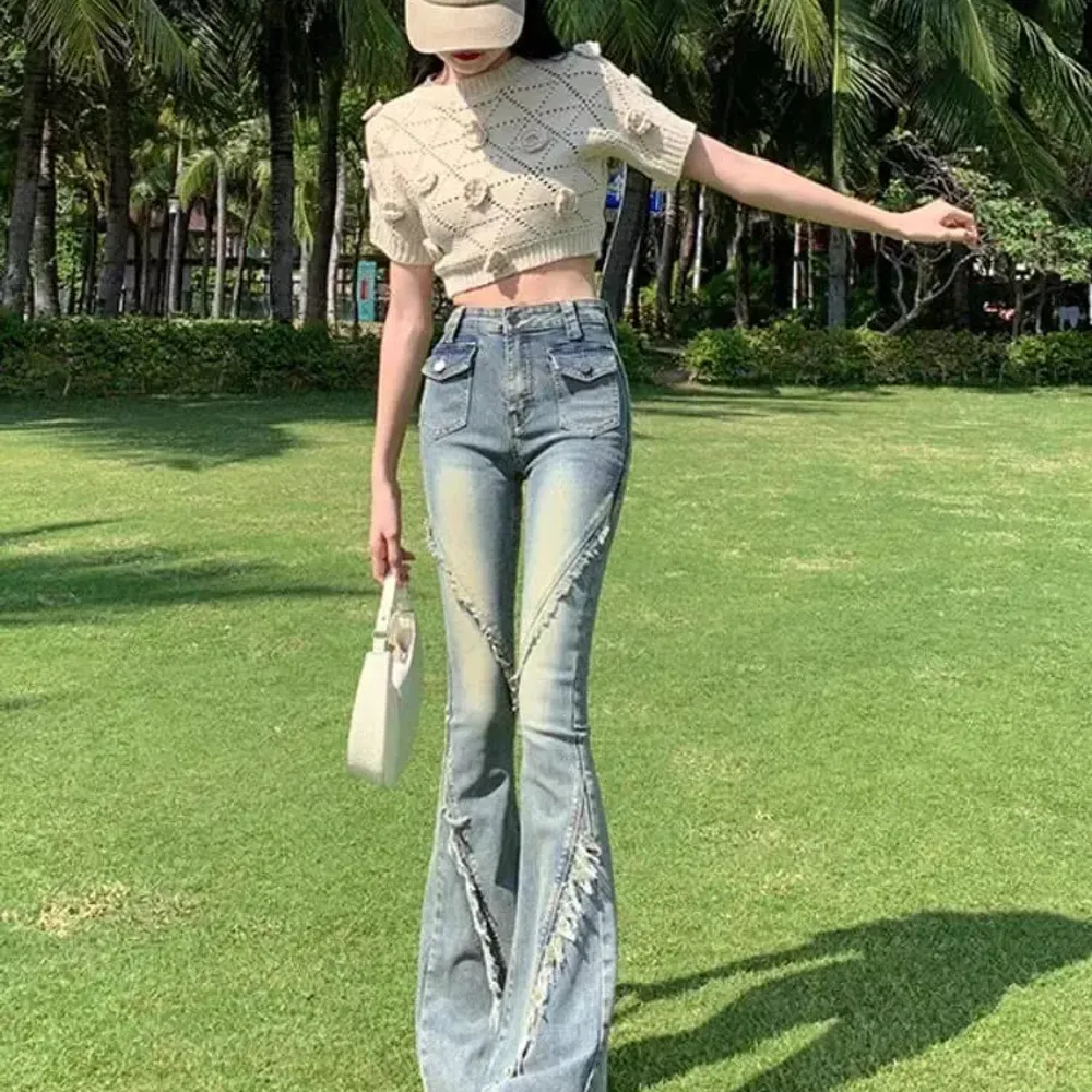 Pants Girl Denim Slim Button