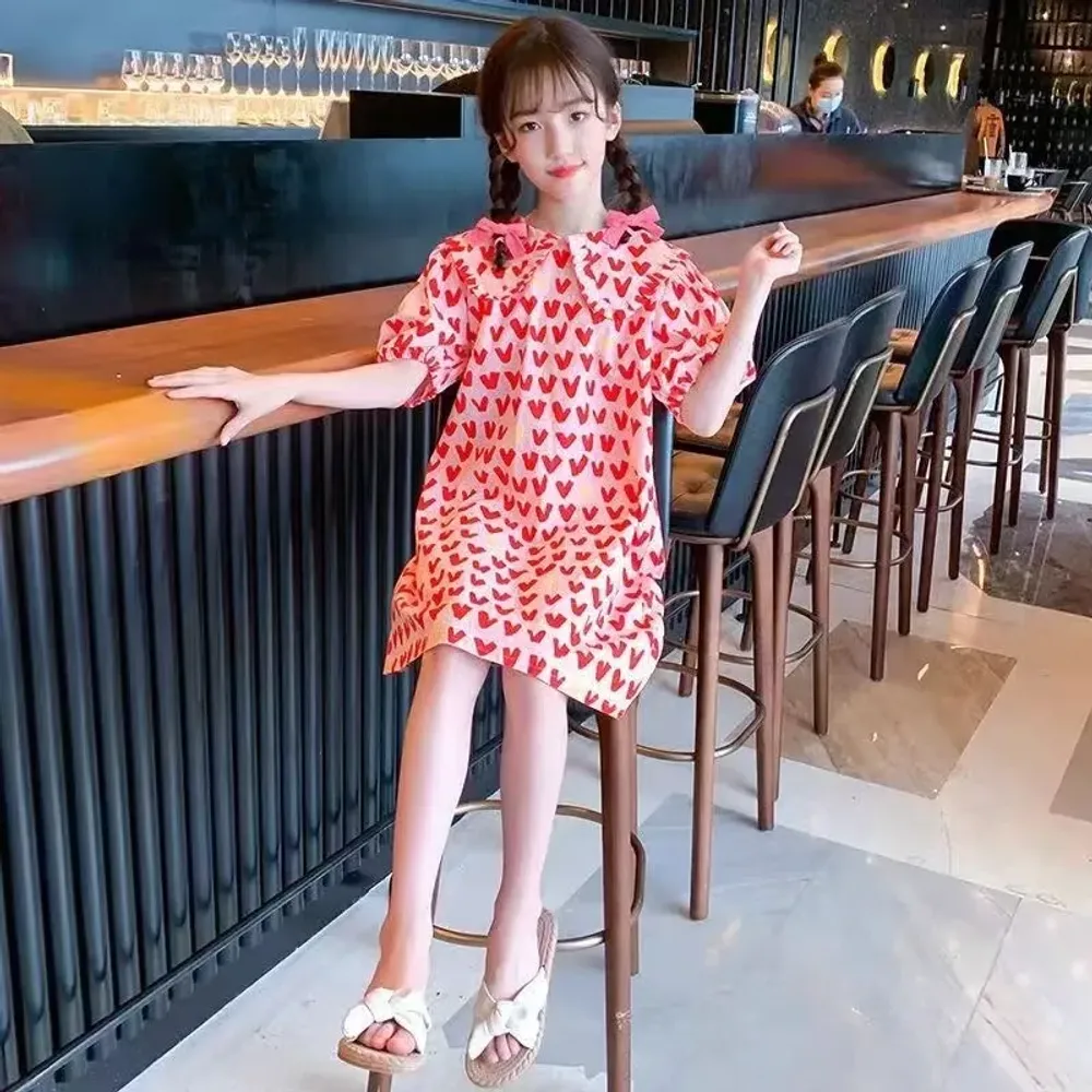 Dress Girl Aster Full Loves (stok Only 5 Pcs)