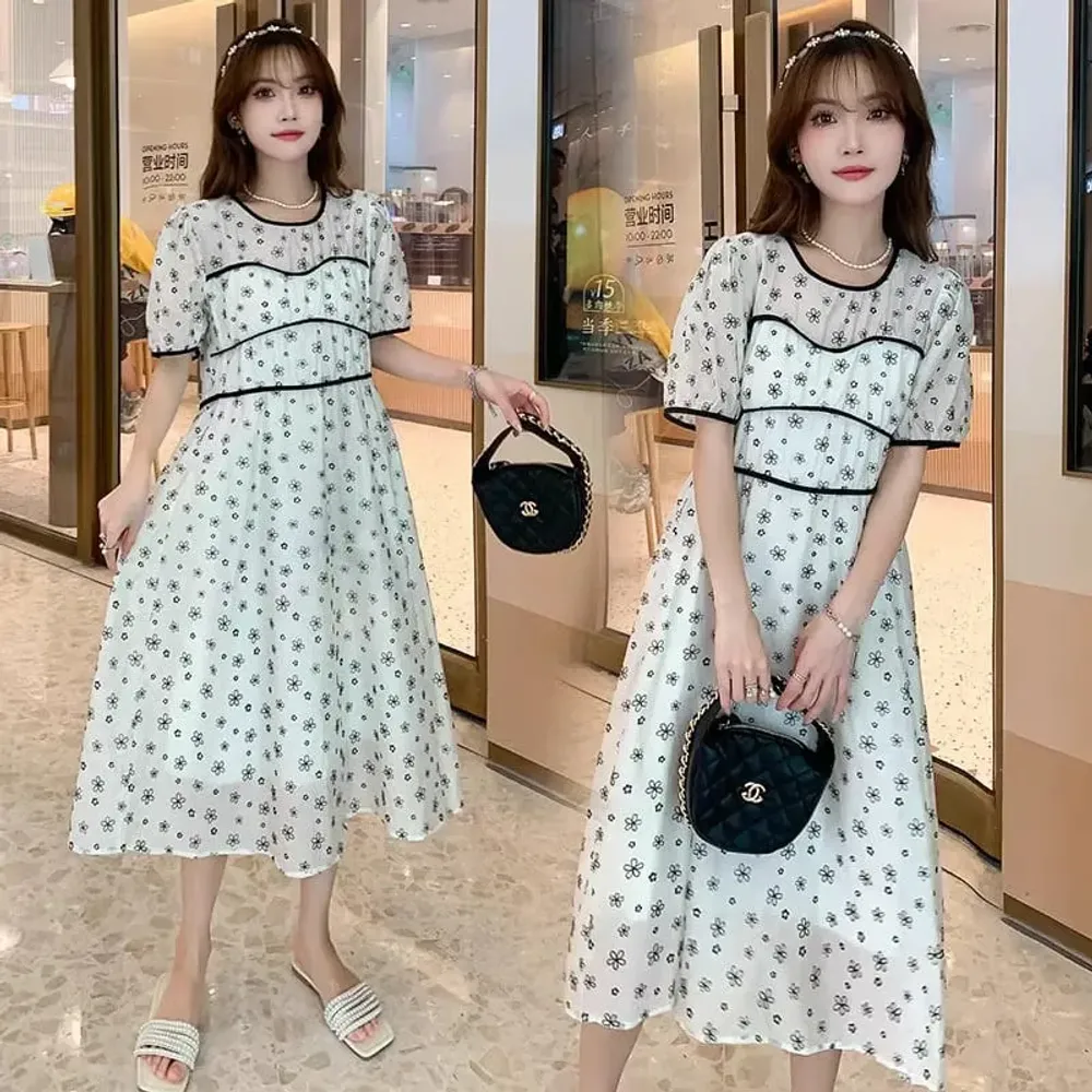 Dress Girl Full Black Floral