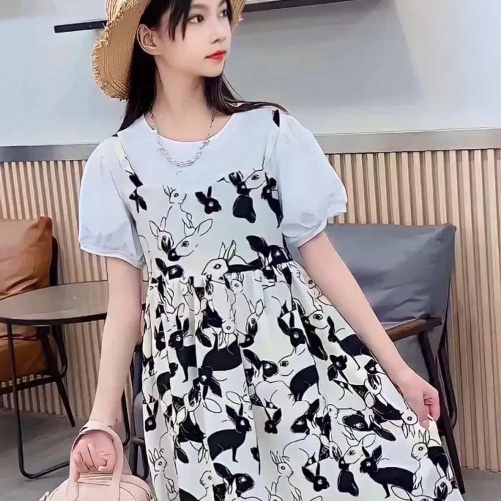 Dress Girls Whirl Hare Sketch Rabbit