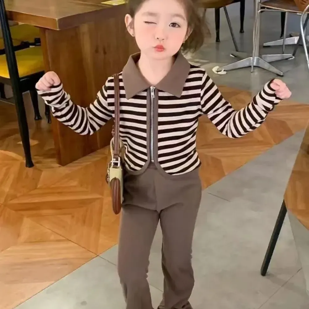 Set Girl Brown Stripe Choco