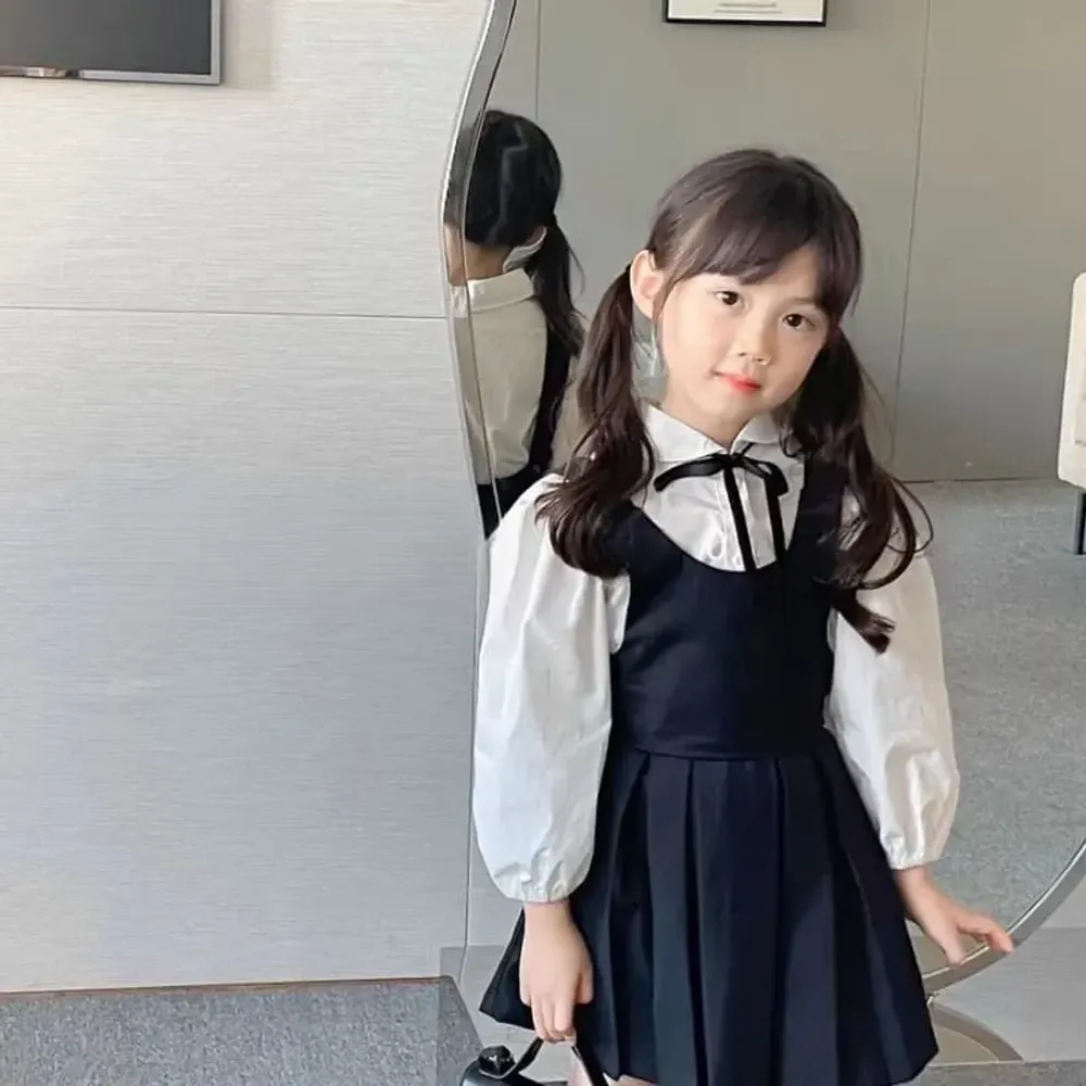 Dress Girl Face Double Bows