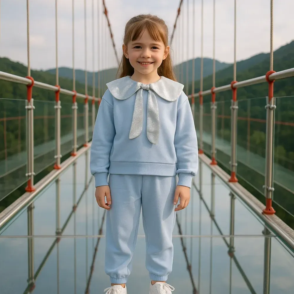 Set Girl Skyblue Ribbon Caddle