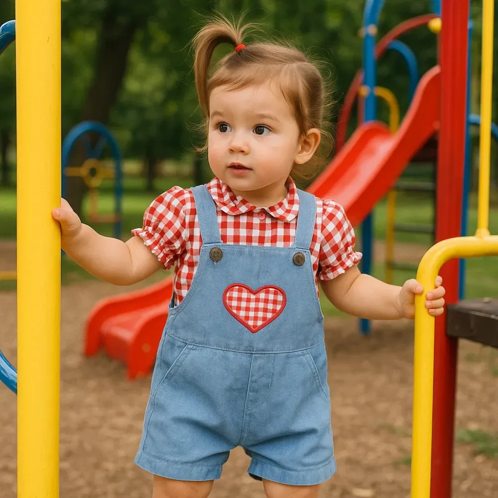 Setelan Overall Tartan Loves