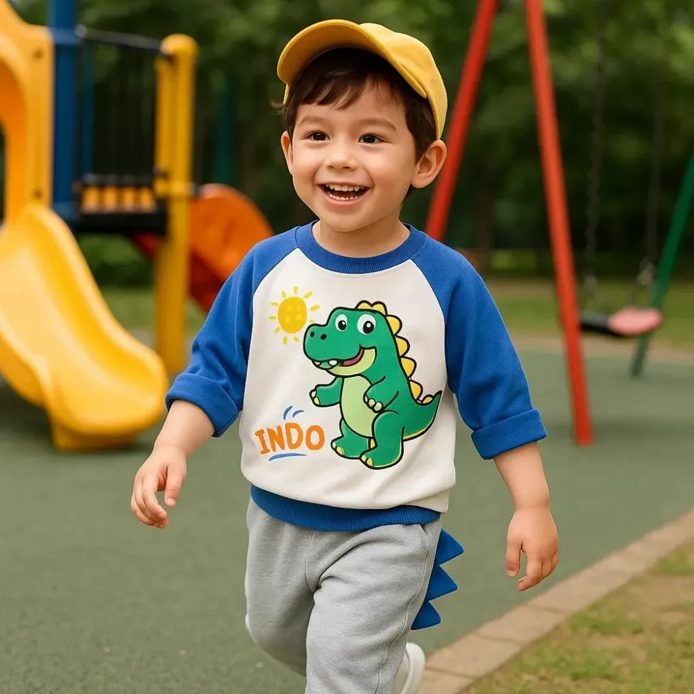 Set Boys Coloring Dino Walking Around