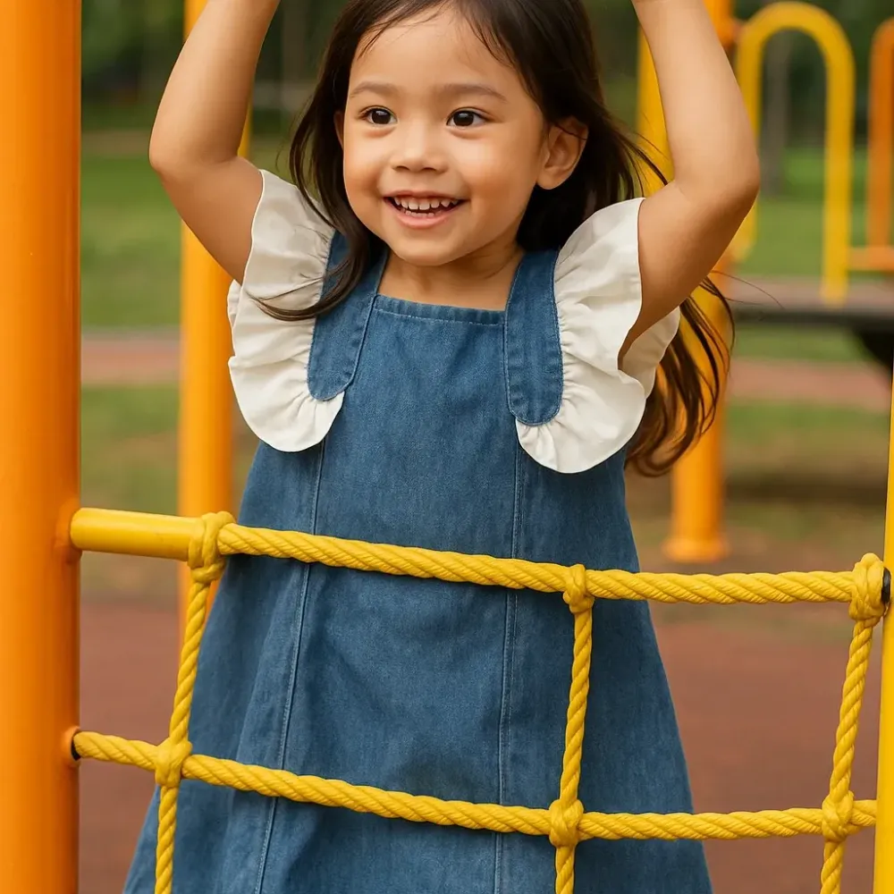 Dress Girl Denim Ruffles Fix