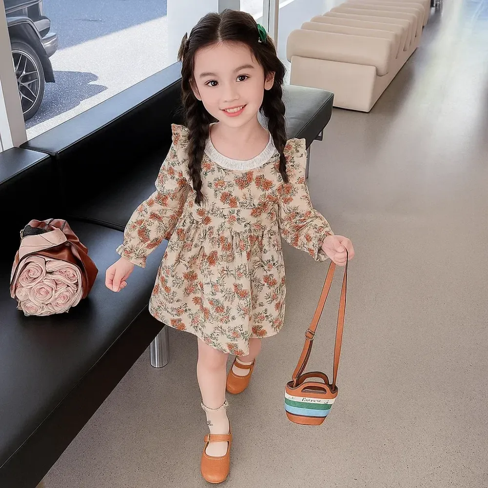 Dress Girls Blossom Pompom Flow Lace