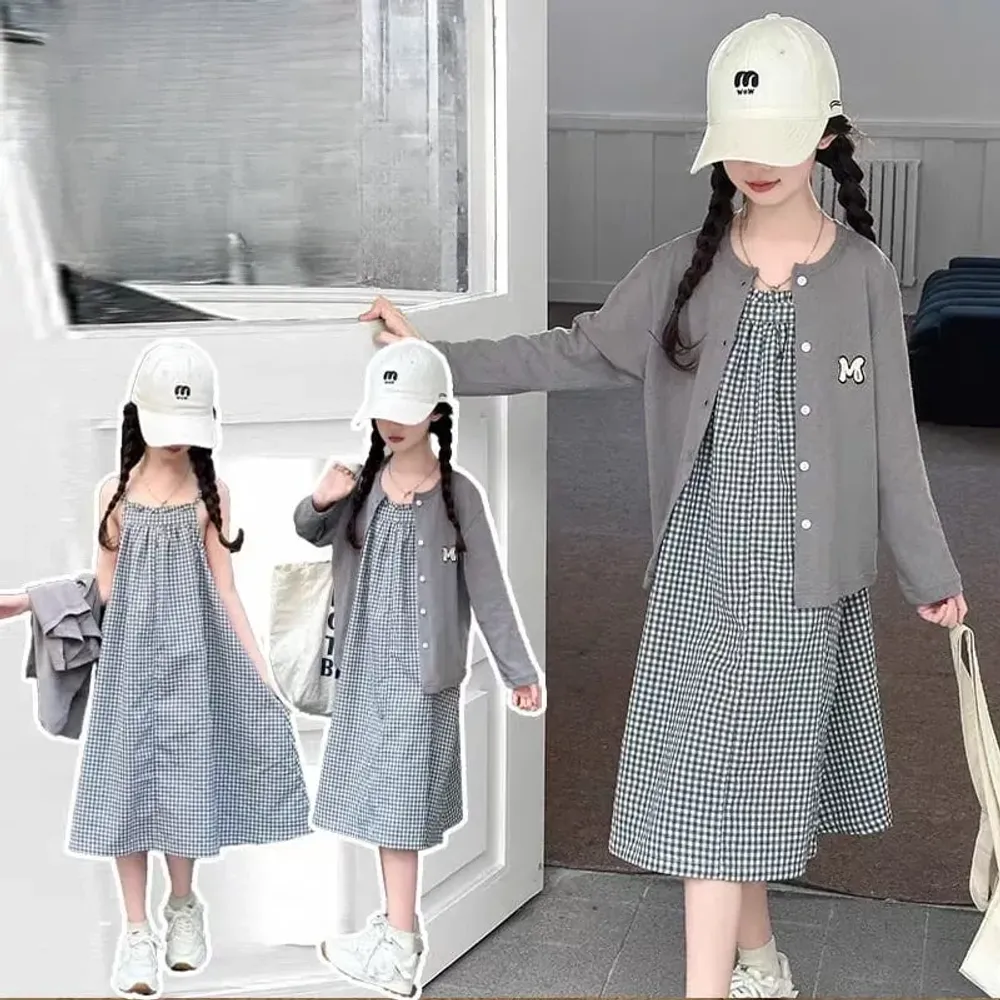 Dress Girl Stylish Plaid Sweet