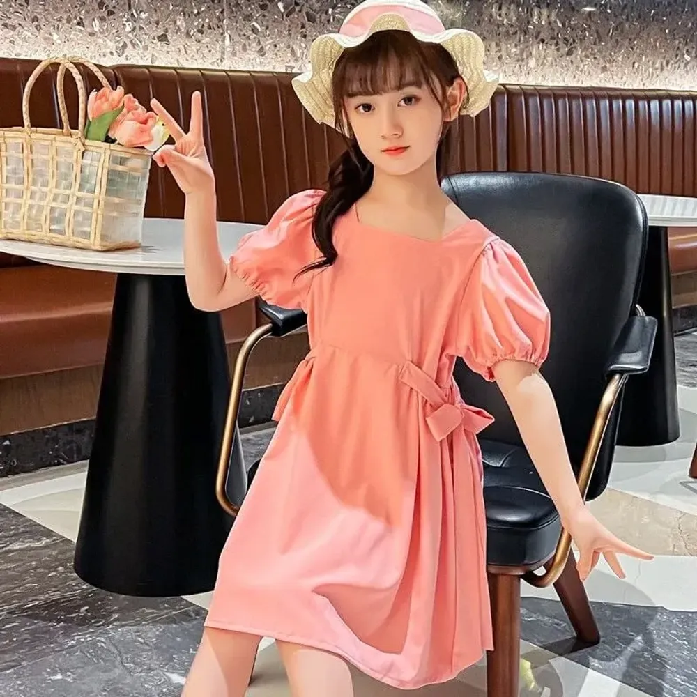 Dress Girls Simple Plain Bunch Hind
