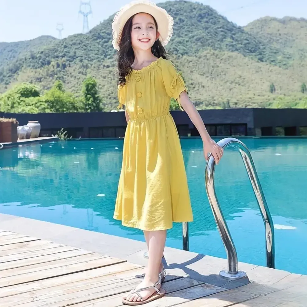 Dress Girls Grandeur Button Chic Gown