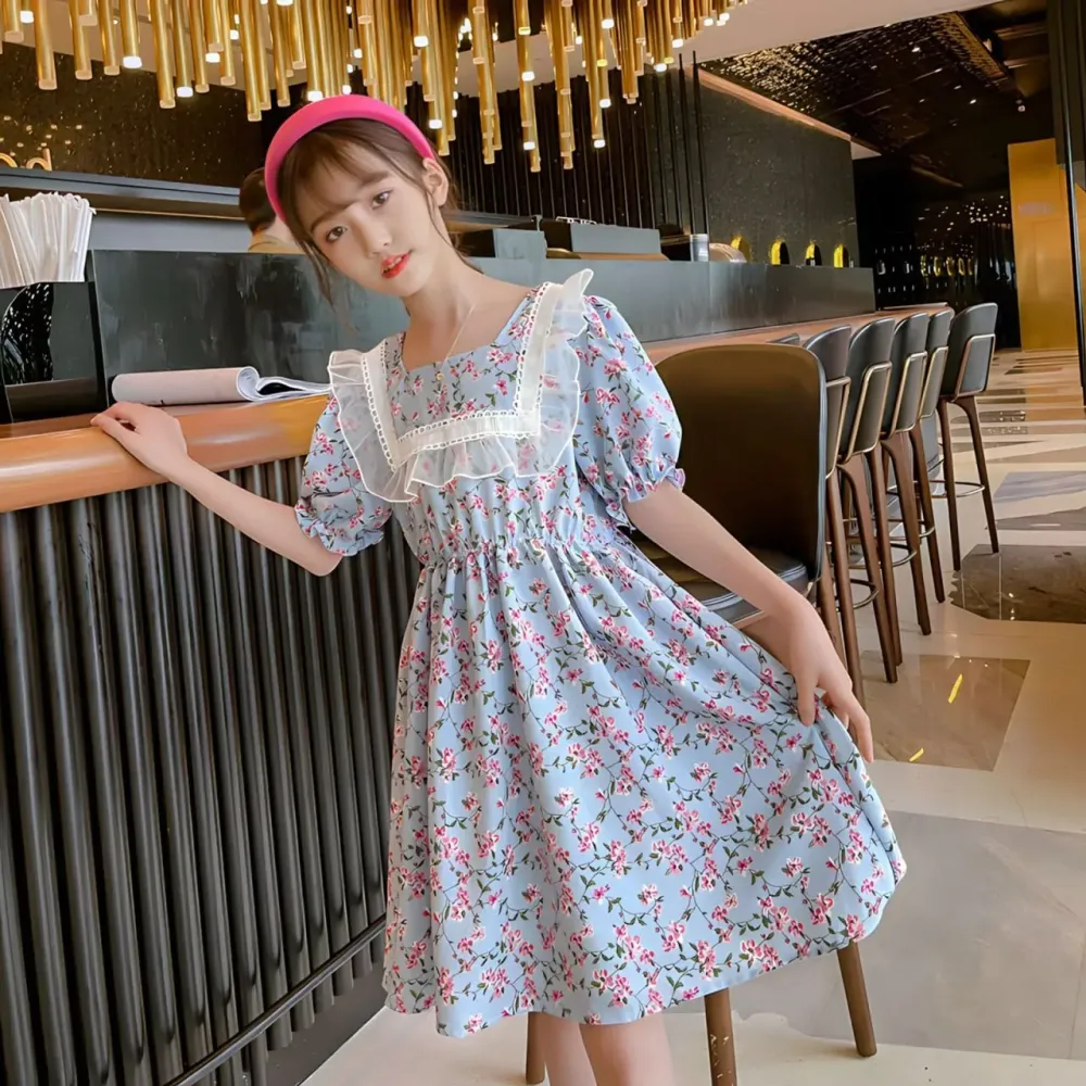 Dress Girls Lace Motive Blooming Flower