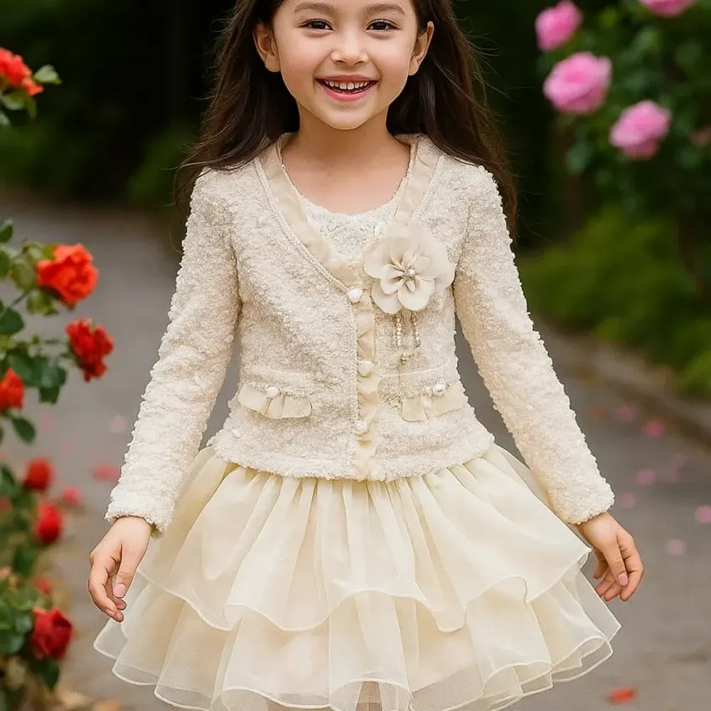 Dress Girls Puffy Appear Pearl Daisy