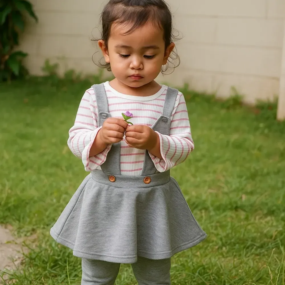Set Girl Stripe Grey Sheep