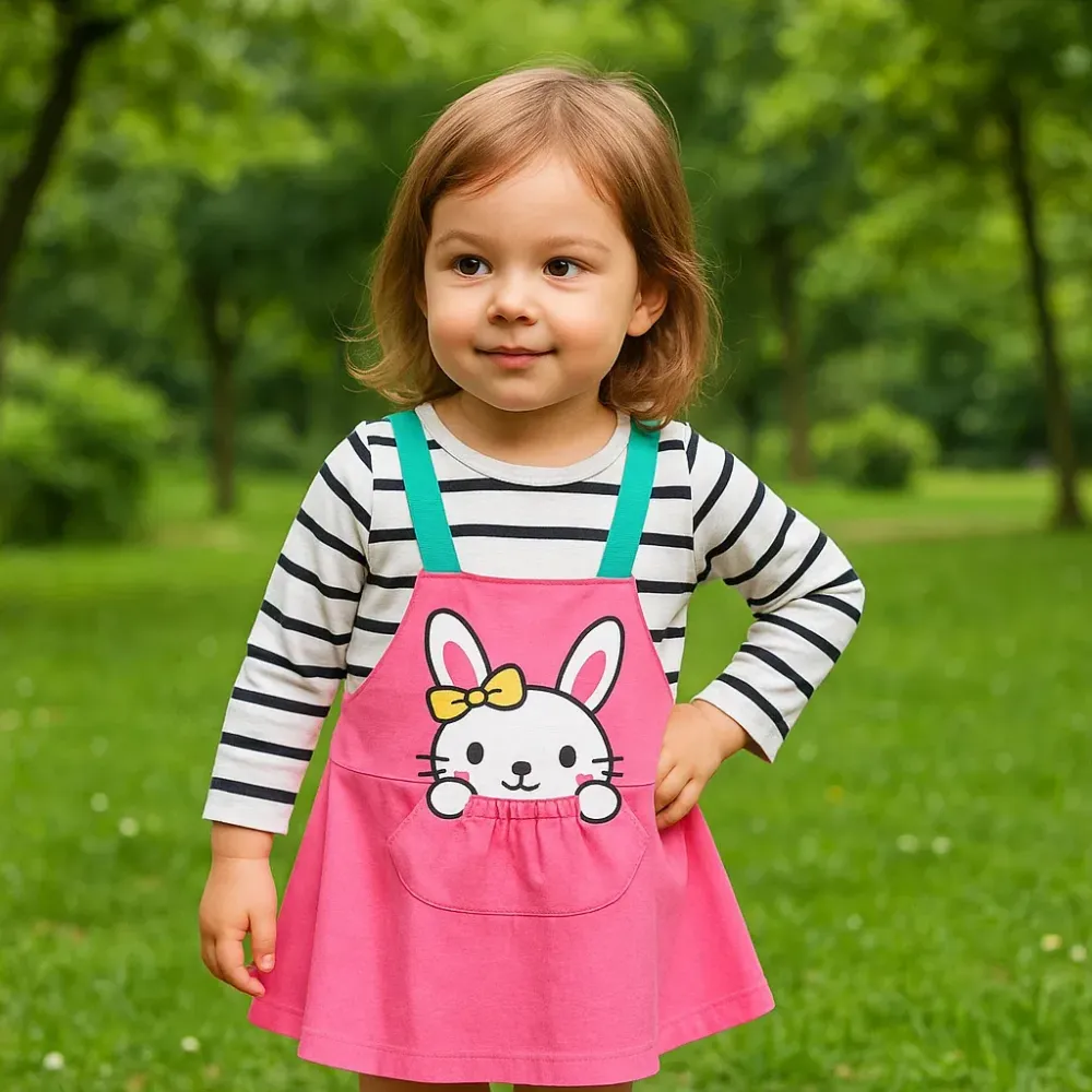 Dress Girl Bunny Line Pink