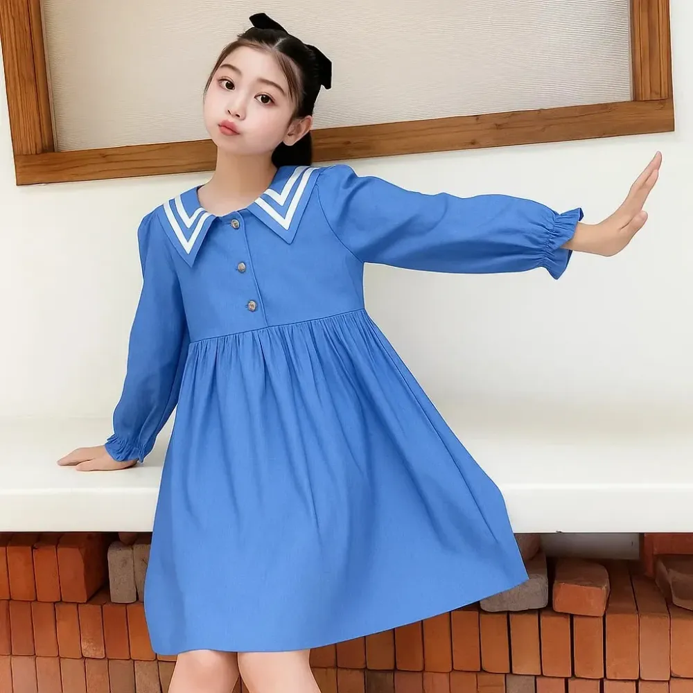 Dress Girls Striped Blue Little Longs