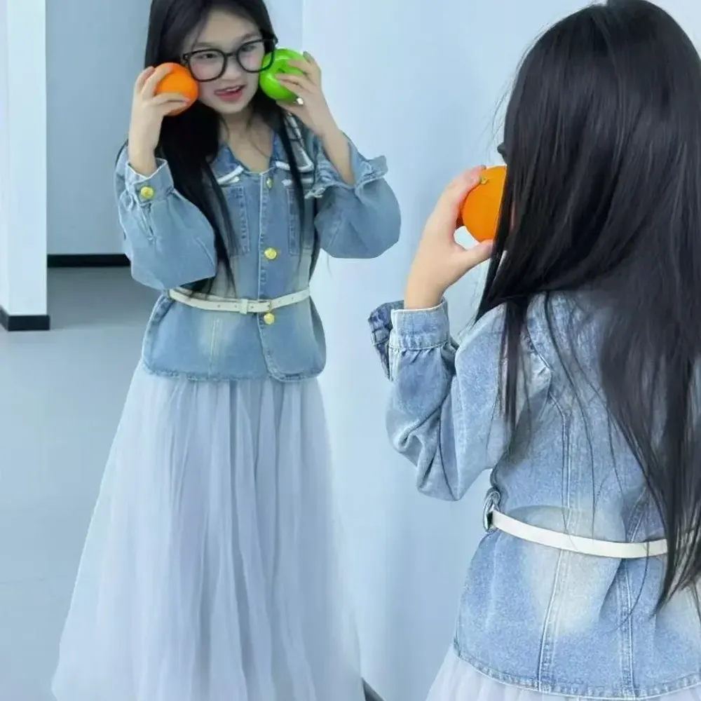 Set Girl Denim Jacket Belt