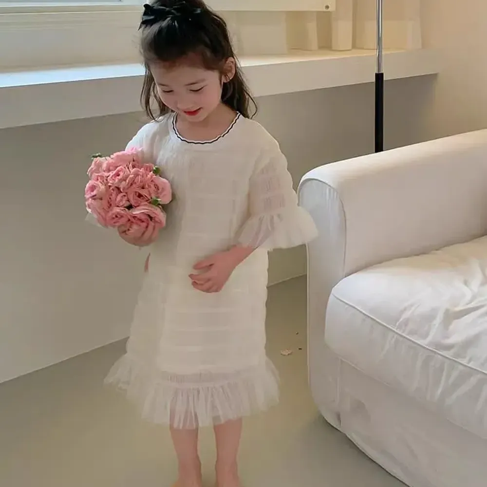 Dress Girl Fluffy White Bubble
