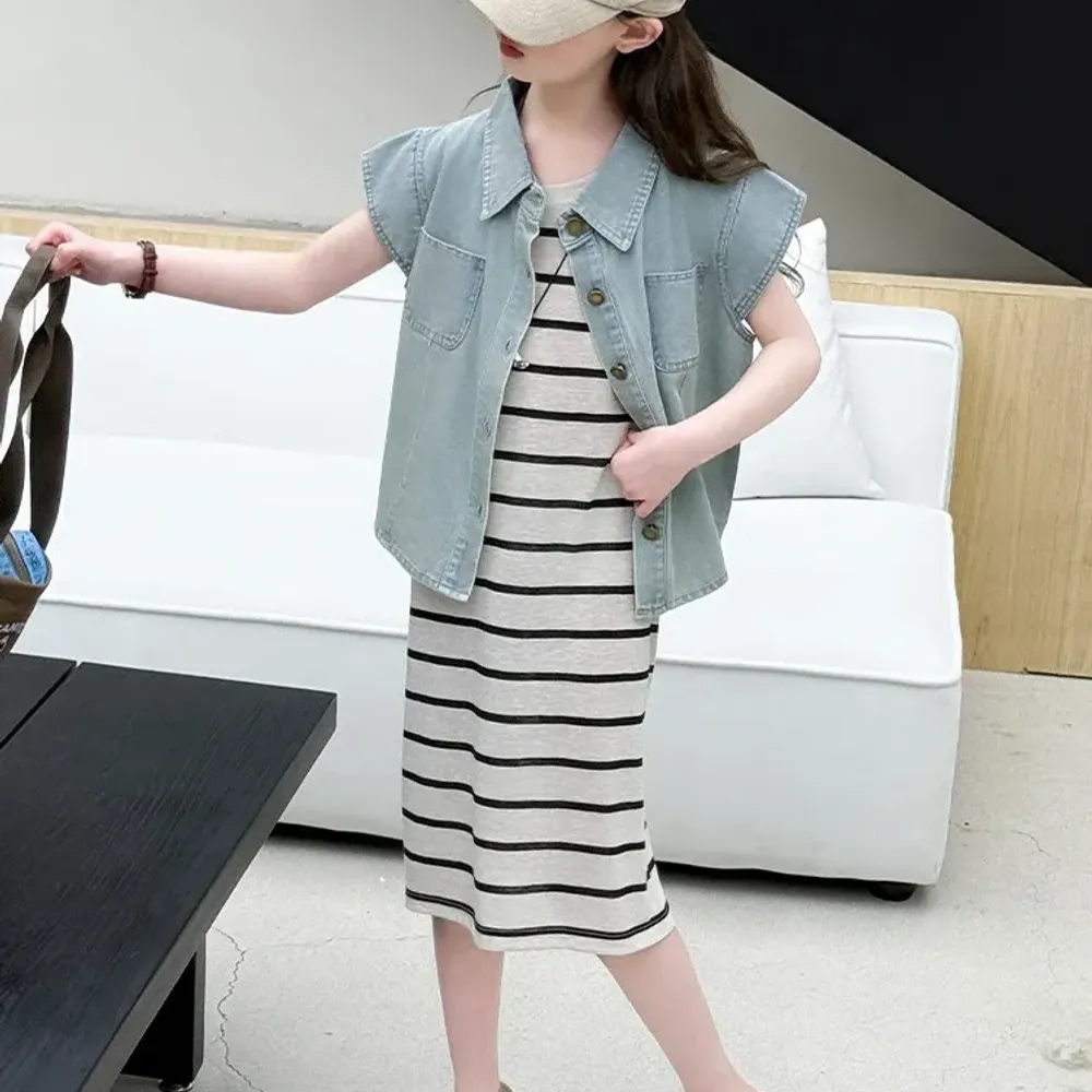 Dress Girl Denim Strip Blues