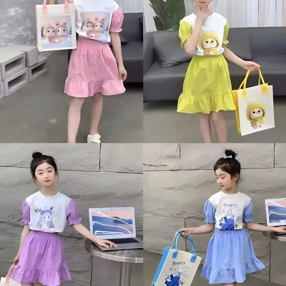 Setelan Rok Character Cartoon Cutie