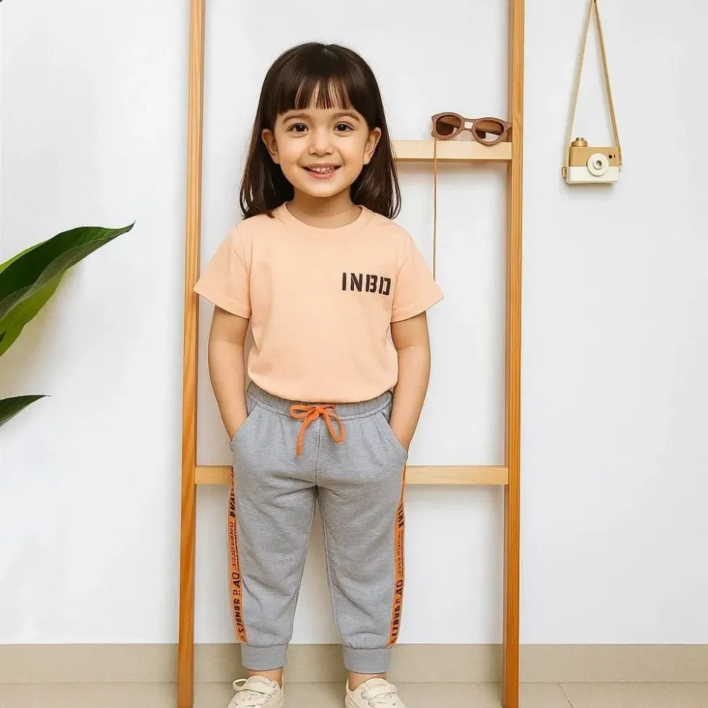 Set Kids Deshabille Text Print Casual