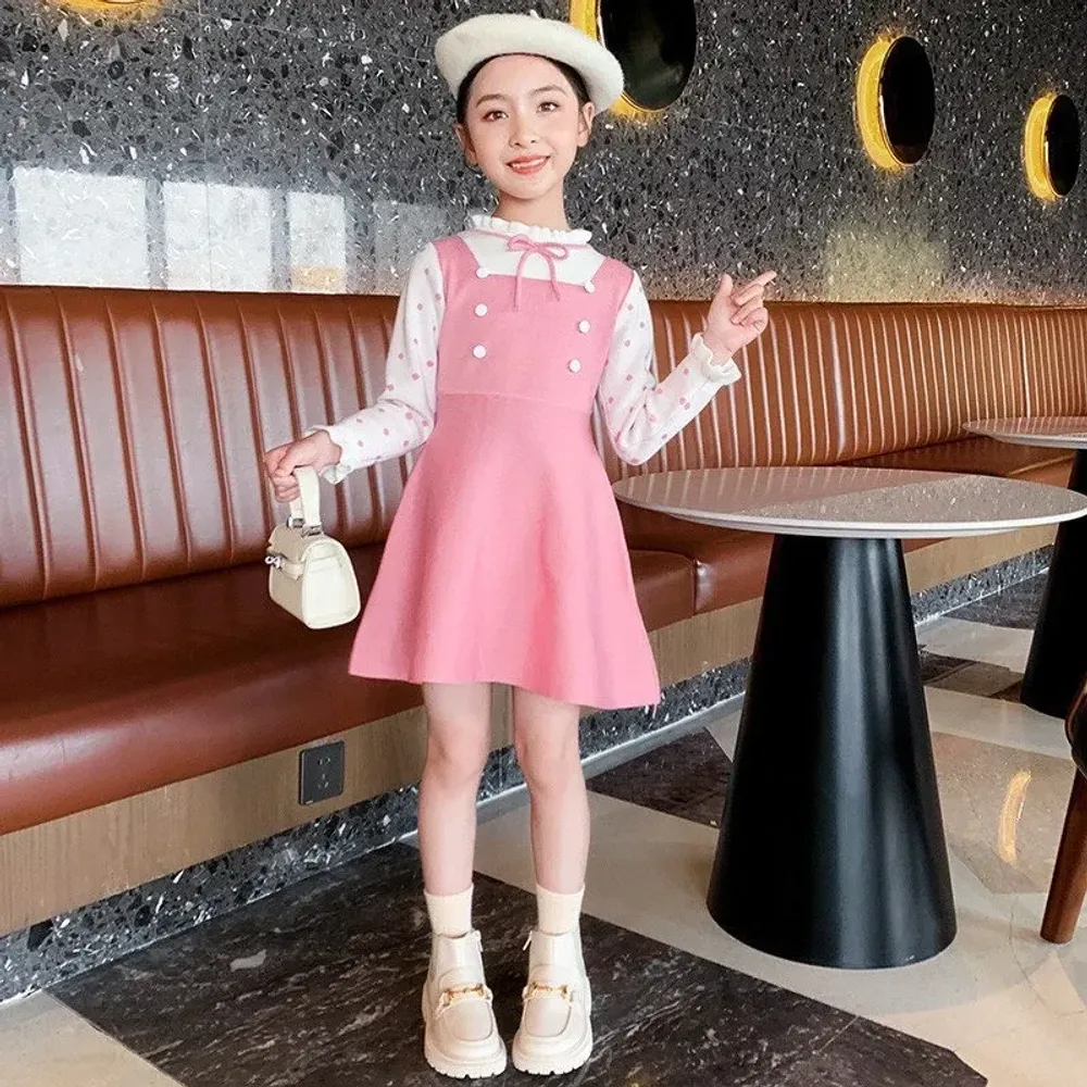 Dress Girls Presentable Soft Polka Knit