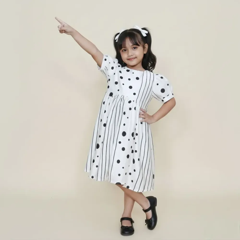 Dress Girls Glam Polka Line Fusion