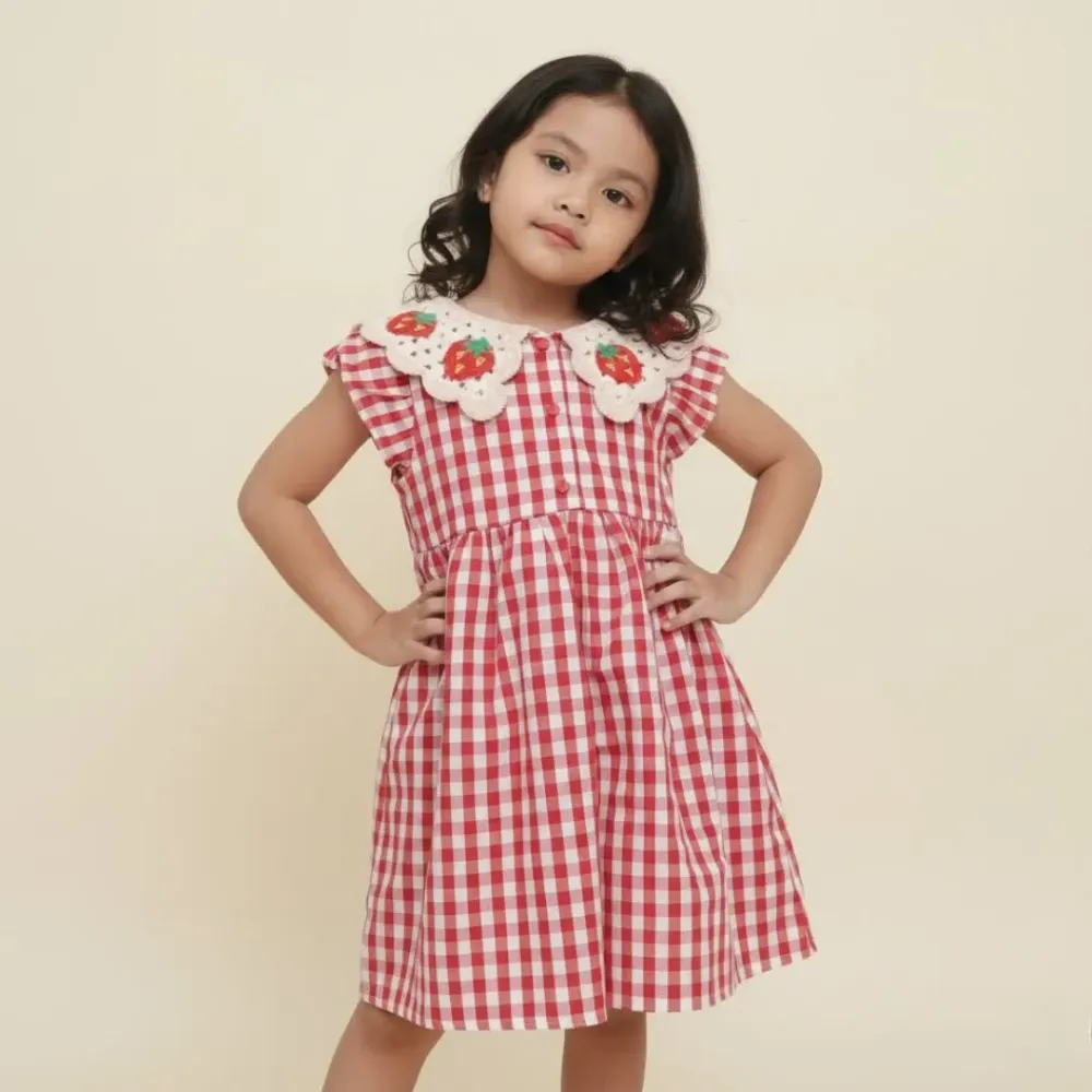Dress Girls Berry Tartan Cutes