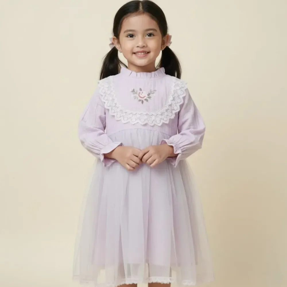 Dress Girl Sweet Purple Flower