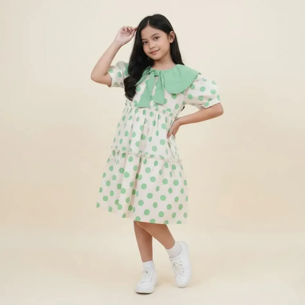 Dress Girl Pompom Corn Milk