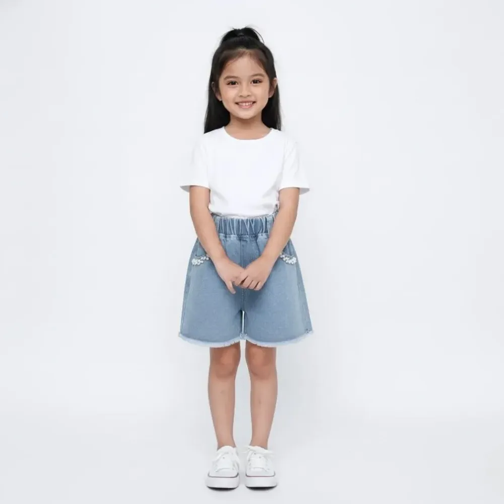 Pants Girl Short Pocket Pearl