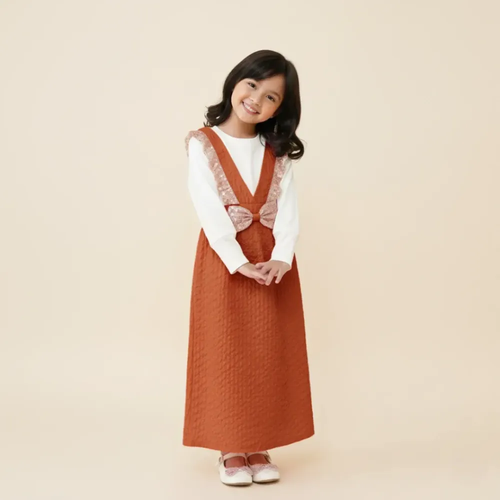 Dress Girl Cotton Long Chess