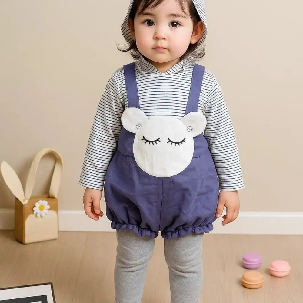 Set Girls Goat Pattern Stripe Hat Cute
