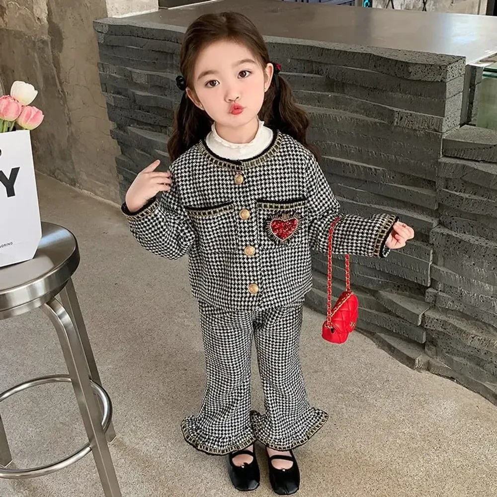 Set Girls Glamorous Classic Love Houndstooth ( Only5pcs )