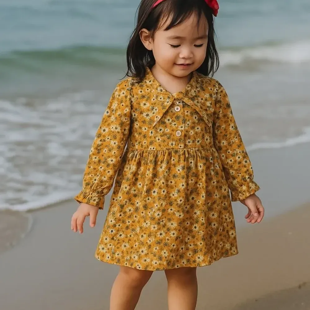 White Byul Flower Aster Dress