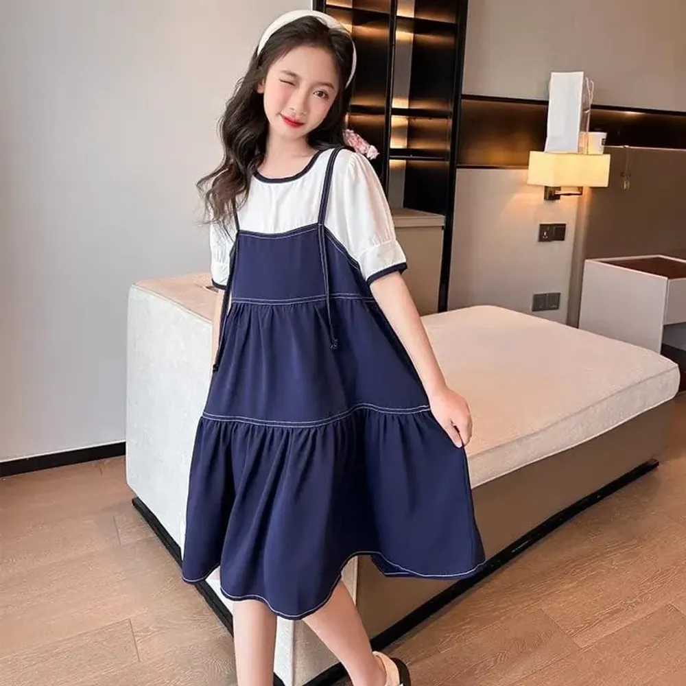 Dress Girls Splice Vintage Chic Elegant