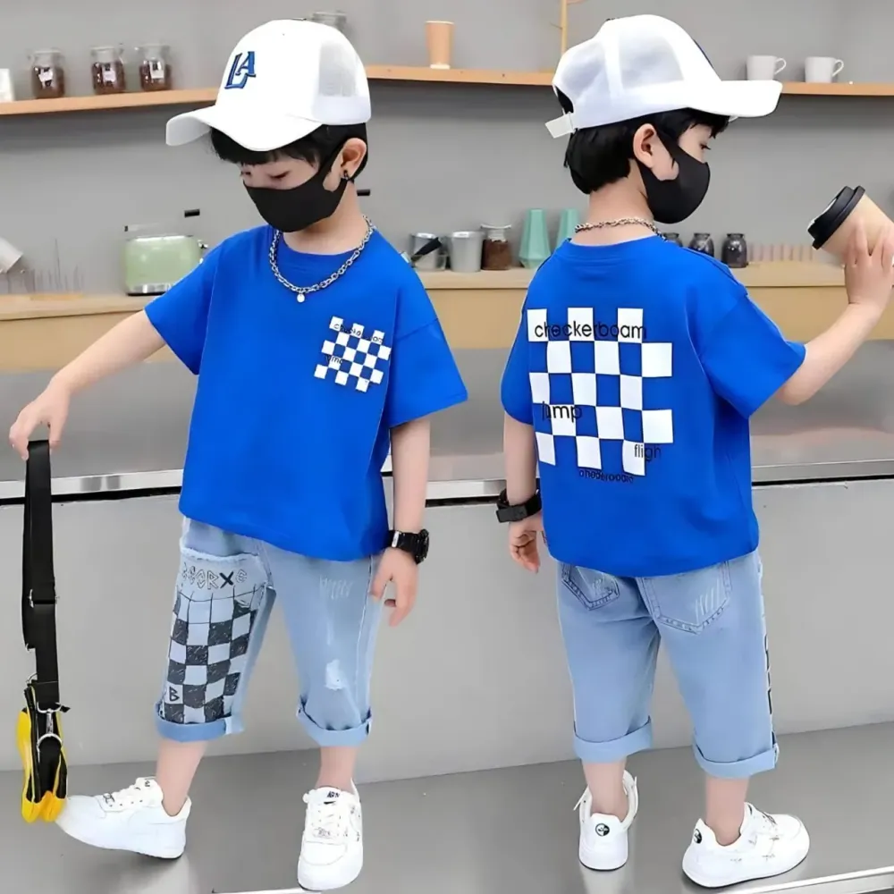 Setelan Pocket Tartan Chest Boys