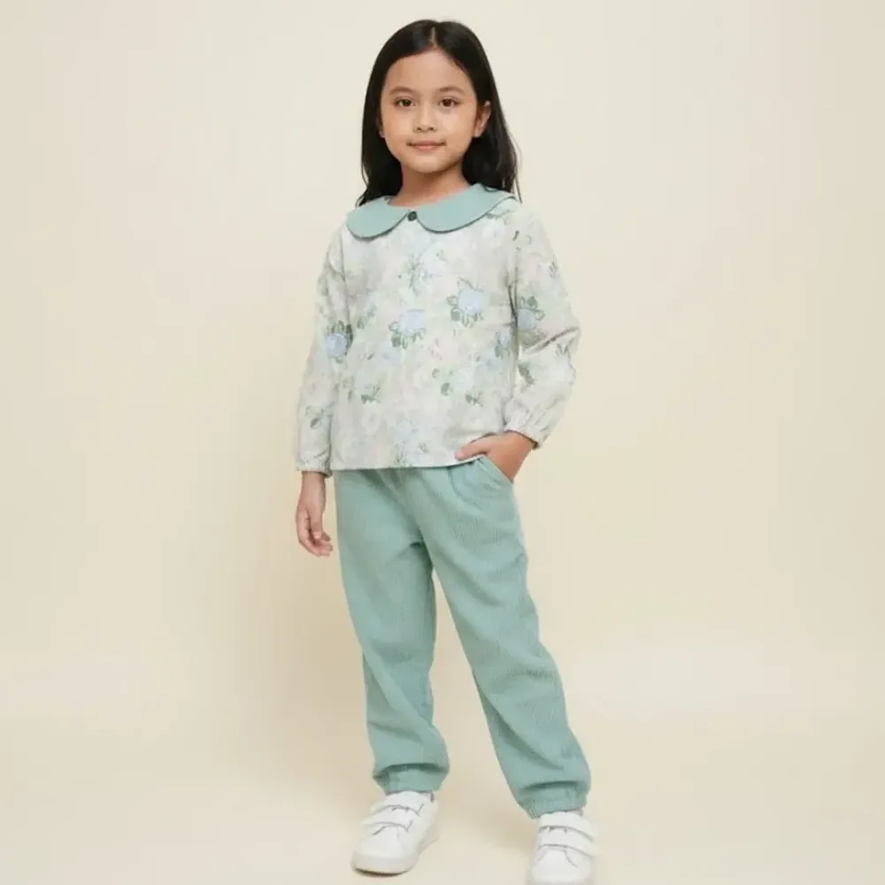 Set Girls Floral Misty Ocean