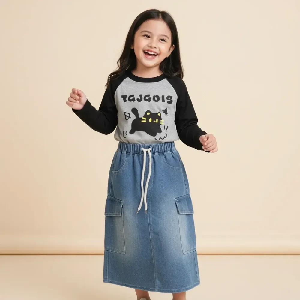 Set Girls Cats Nice Skirt