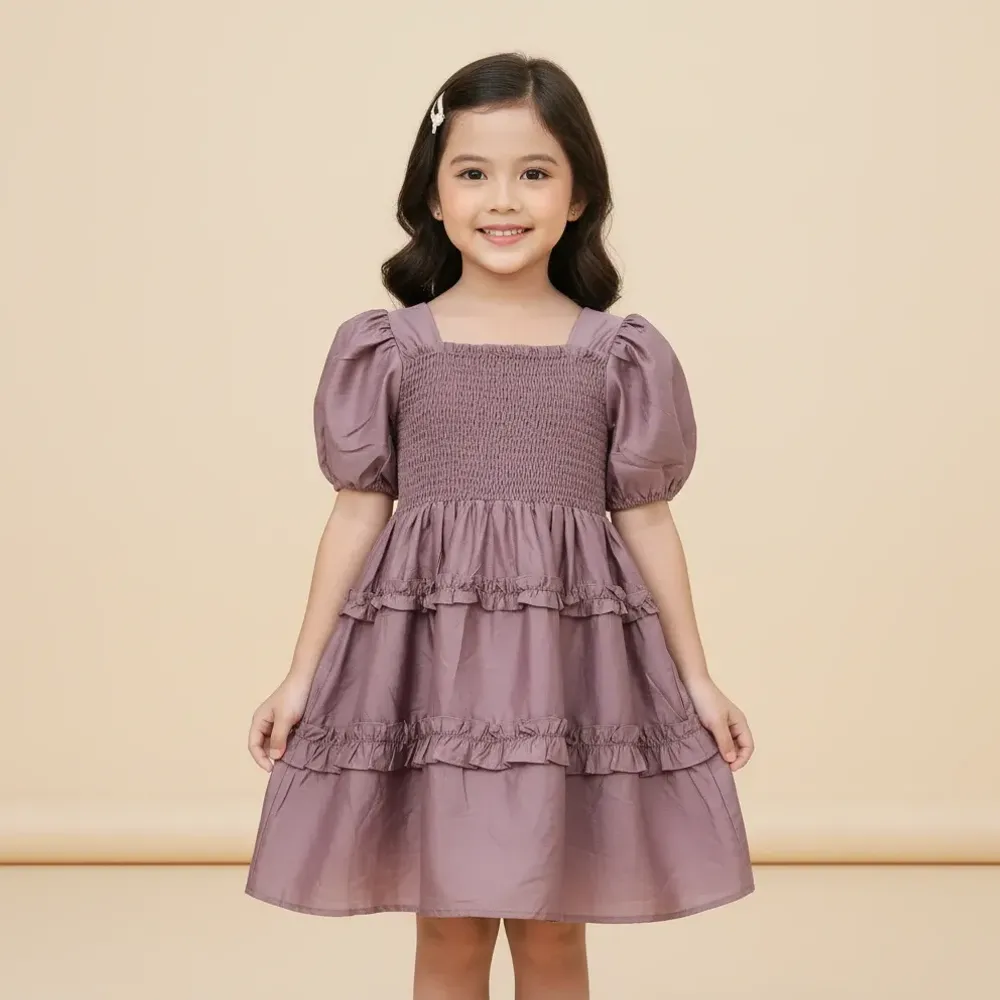 Dress Girls Ruffled Layered Wavy Beauty
