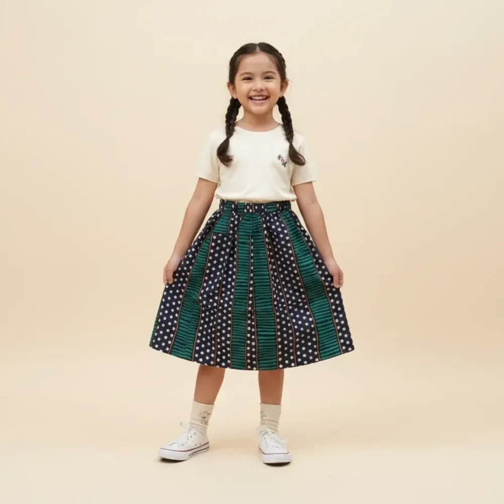 Rok Half Polka Half Stripe